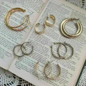 Set of 6  vintage goldtone hoop earrings